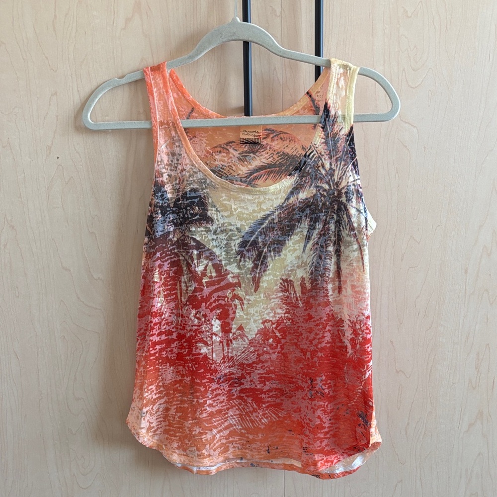Tropical Sunset Burnout Tank Top